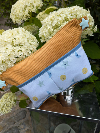 Trousse de toilette velours moutarde soleil