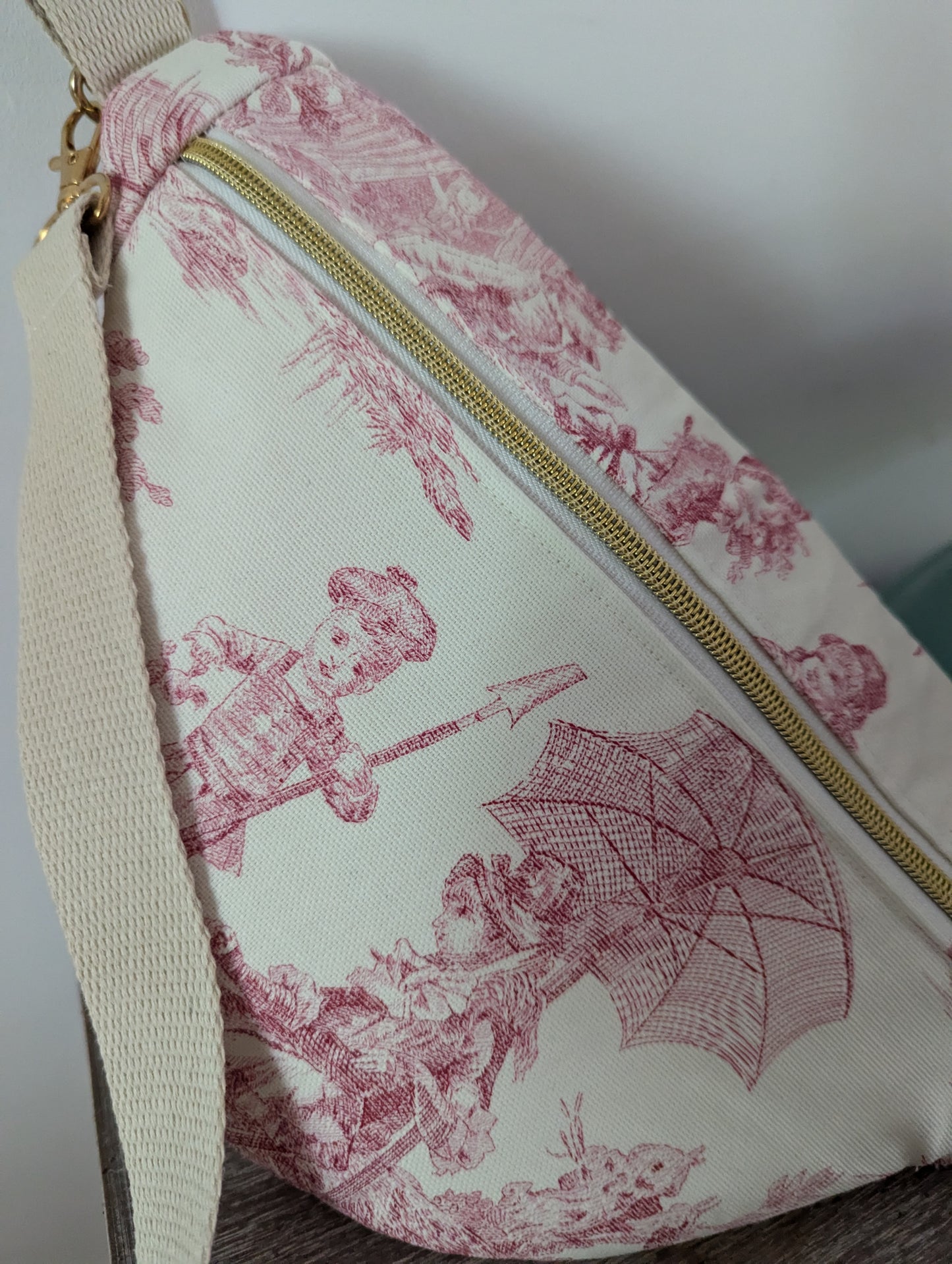 Sac banane toile de jouy et son porte monnaie