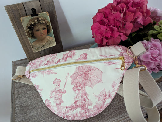 Sac banane toile de jouy et son porte monnaie