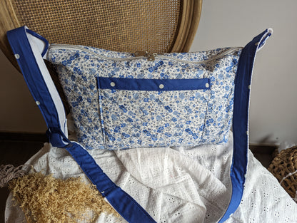 Sac matelassé liberty bleu tissu pois upcyclé