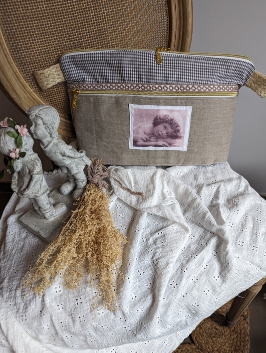 Trousse de toilette visage petite fille upcyclé